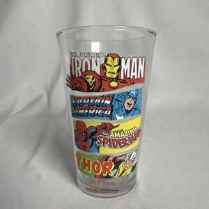 Marvel Comics Multi Character 16oz Tall Glass Ironman/Cap America/Spiderman/Thor